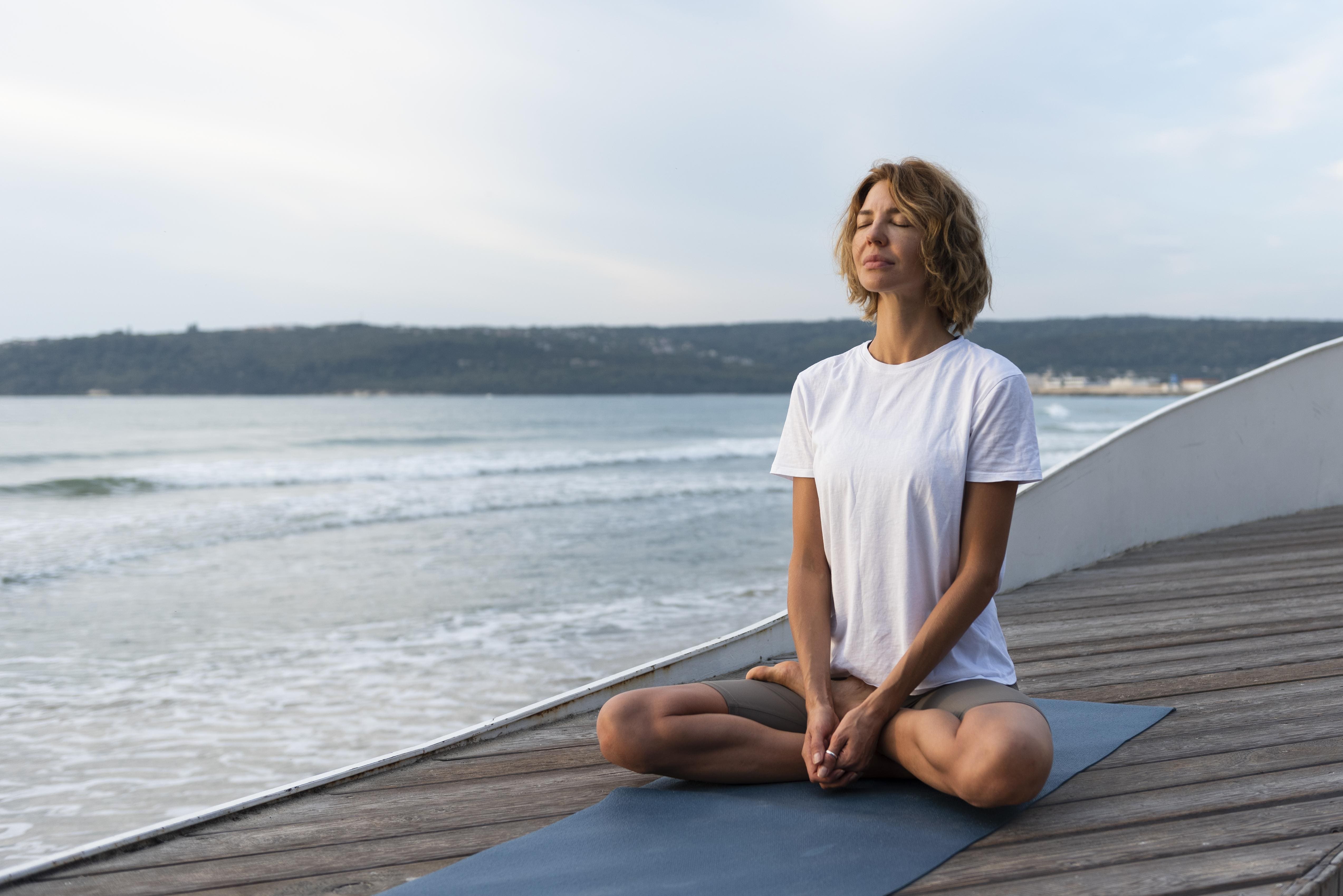 new years golals woman meditating.