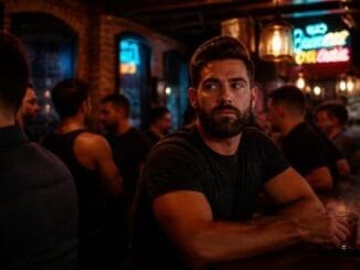 gay man with depression sitting at a bar in Chicago & thinking of therapy with 2nd Story Counseling